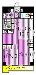 ルーブル五反野弐番館 2LDKの間取図画像