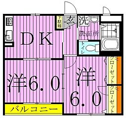 ガーデンスクエア梅島 2DKの間取図画像