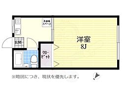 グリーンハイム烏山 1Kの間取図画像