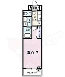 リヴィエールヴィラ神代 1Kの間取図画像