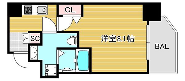 エグゼ堺筋本町 ｜大阪府大阪市中央区本町橋(賃貸マンション1K・3階・25.88㎡)の写真 その2