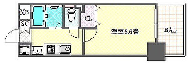 プレサンス中之島公園グラシア 1304｜大阪府大阪市中央区東高麗橋(賃貸マンション1K・13階・21.17㎡)の写真 その2