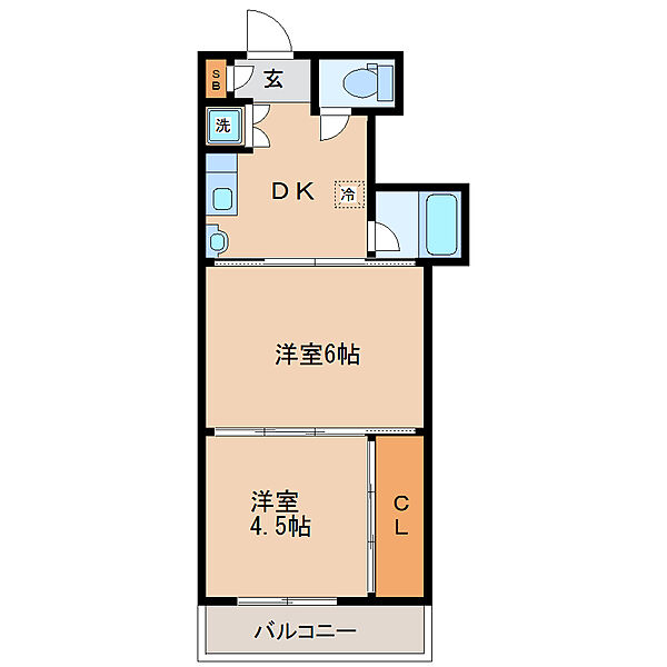 シャングリラ福沢 ｜宮城県仙台市青葉区福沢町(賃貸マンション2DK・2階・31.85㎡)の写真 その2