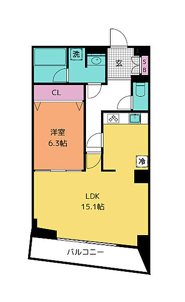 画像2:1LDK・59.35平米・北向き