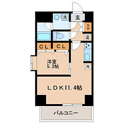 パークサイドレジデンス榴岡 1LDKの間取図画像