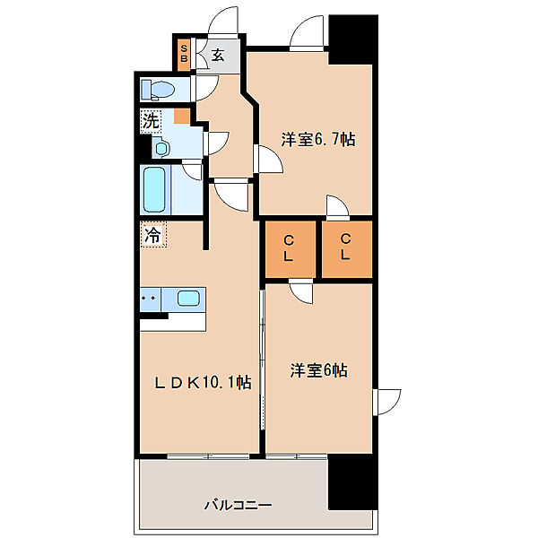 画像2:2LDK・50.02平米・東向き