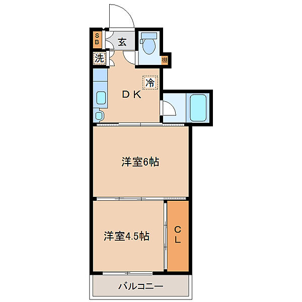 宮城県仙台市若林区大和町４丁目(賃貸マンション2DK・8階・31.85㎡)の写真 その2