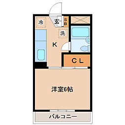 パークス柏木 1Kの間取図画像