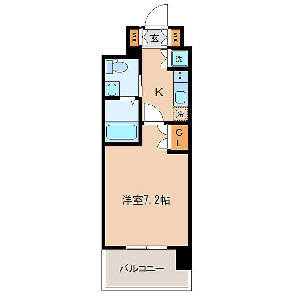 画像2:1K、24.48平米、西向き