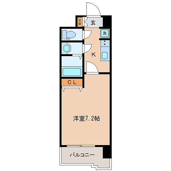 画像2:1K・24.96平米・南向き※画像は同タイプ別階のお部屋になります。現況優先。