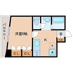 仙台市営南北線 北四番丁駅 徒歩12分の賃貸マンション 7階1Kの間取り