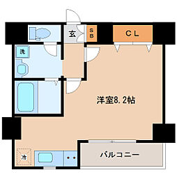 ヴィアーレ堤 ワンルームの間取図画像