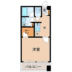 ラドゥセール榴ヶ岡 1Kの間取図画像