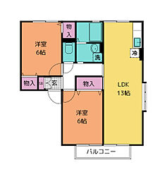 カーサ羽黒B 2LDKの間取図画像