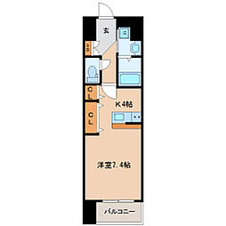 アークデュオ仙台苦竹 1Kの間取図画像