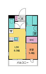 APPLEみやぎの 1LDKの間取図画像