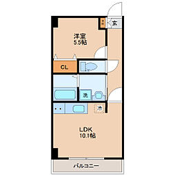 JR仙山線 東照宮駅 徒歩5分の賃貸マンション 1階1LDKの間取り