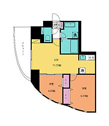 コンフォートレジデンス仙台東口 6階2LDKの間取り