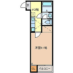 クレアフォーチュン清水沼 1階1Kの間取り