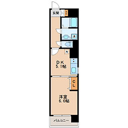 仙台市営南北線 五橋駅 徒歩5分の賃貸マンション 5階1DKの間取り