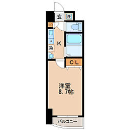 La Douceur宮町 5階1Kの間取り