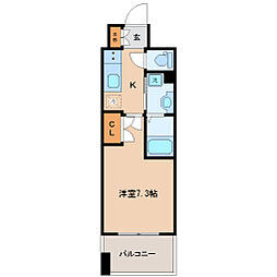 レジディア仙台上杉 1Kの間取図画像