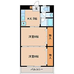 ヒロ・レジデンス柏木 2Kの間取図画像