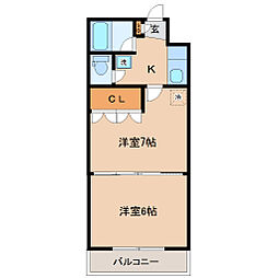 イーグルハイツ萩野町 2Kの間取図画像