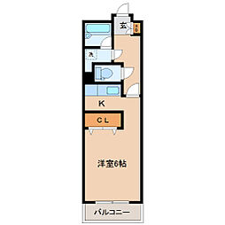 メゾン長喜城 1Kの間取図画像