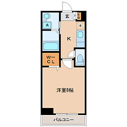 ウルス花京院A 1Kの間取図画像
