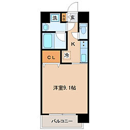 ラドゥセール青葉小田原 1Kの間取図画像
