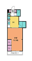クレスト連坊 1DKの間取図画像