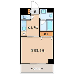 メズューセラ五橋 1Kの間取図画像
