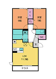 リルインフィニティ 2LDKの間取図画像