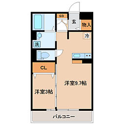 センプリーチェ 1LDKの間取図画像