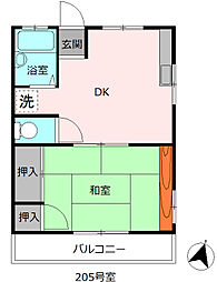 マルヨシコーポ 1DKの間取図画像