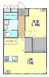 清水マンション 1LDKの間取図画像