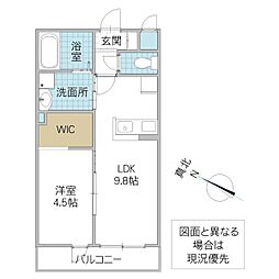 Olive 208号室 2階1LDKの間取り