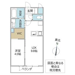 infield D 206号室 2階1LDKの間取り