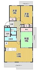 ライフヒルズ星の郷南1番館 3LDKの間取図画像
