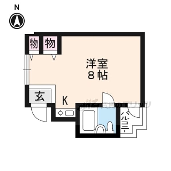 京都府京都市左京区田中大堰町(賃貸マンション1R・1階・19.10㎡)の写真 その2