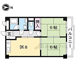 グランドールさかた 4階2DKの間取り