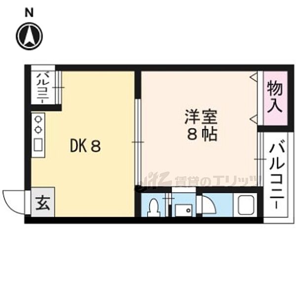 サンハウス紫野 302｜京都府京都市北区紫野南花ノ坊町(賃貸マンション1LDK・3階・33.00㎡)の写真 その2