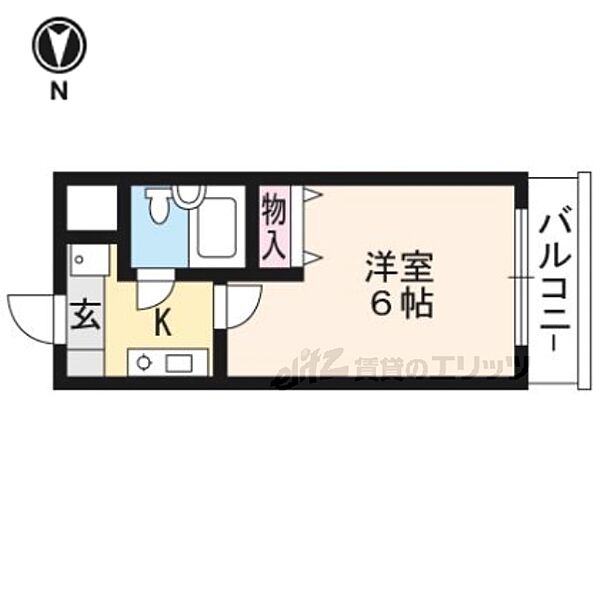 京都府京都市北区鷹峯黒門町(賃貸マンション1K・2階・20.61㎡)の写真 その2