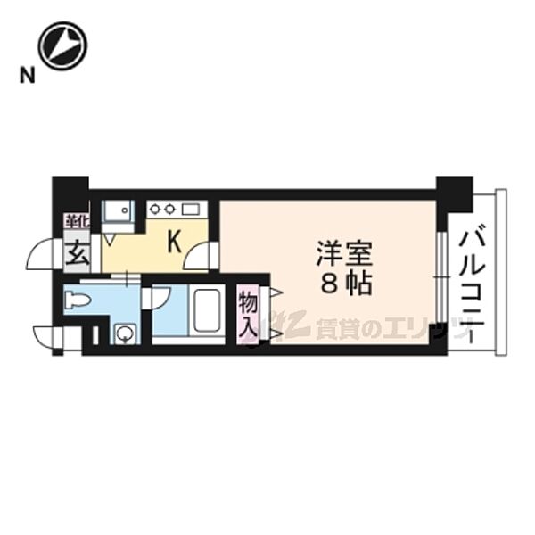 京都府京都市左京区田中南西浦町(賃貸マンション1K・4階・26.46㎡)の写真 その2