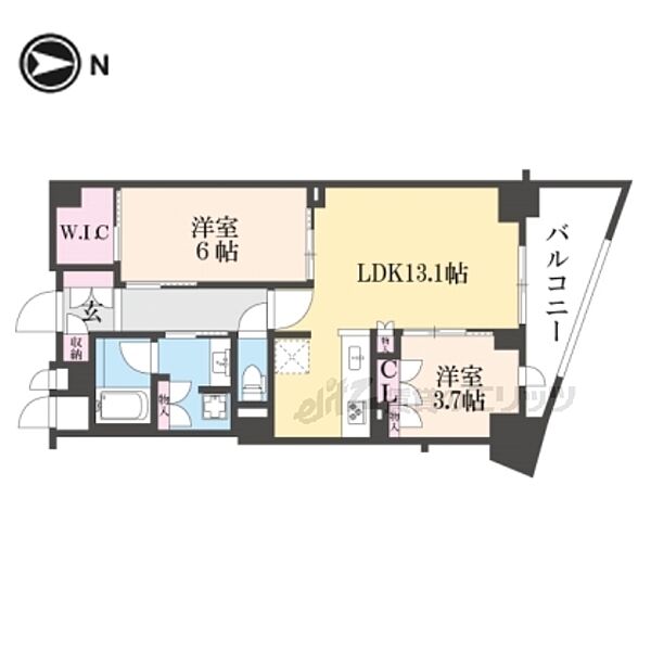 京都府京都市上京区今出川通新町西入弁財天町(賃貸マンション2LDK・4階・55.49㎡)の写真 その2