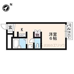 京都市営烏丸線 北大路駅 バス22分 西賀茂車庫前下車 徒歩2分の賃貸アパート 1階1Kの間取り