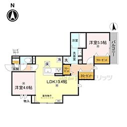 叡山電鉄叡山本線 一乗寺駅 徒歩10分の賃貸アパート 1階2LDKの間取り