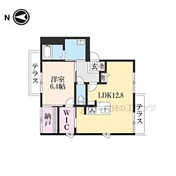 京都市営烏丸線 北大路駅 バス18分 西賀茂車庫前下車 徒歩9分の賃貸アパート 1階1LDKの間取り