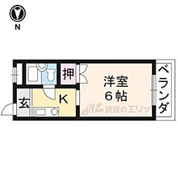 ポルト壱番館 2階1Kの間取り